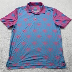 Chubbies Blue and Pink Palm Tree Polo Shirt
